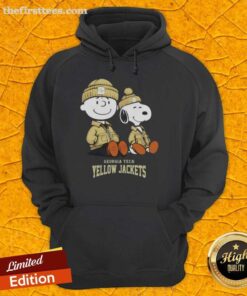 Alt Text: Premium Georgia Tech Yellow Jackets hoodie featuring Snoopy and Charlie Brown, perfect for fans and cozy wear.