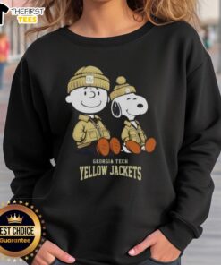 Premium Georgia Tech Yellow Jackets sweatshirt featuring Snoopy and Charlie Brown, perfect for fans and cozy wear.