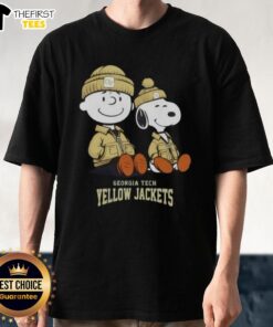 Premium Georgia Tech Yellow Jackets X Snoopy and Charlie Brown T-Shirt featuring vibrant graphics and a comfortable fit.