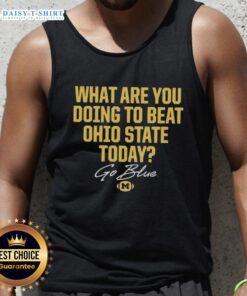 Premium Go Blue 2025 tank top featuring Ohio State Buckeyes vs Michigan Wolverines rivalry design for fans.