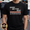 Alt Text: Premium Good Better Best T-Shirt featuring motivational quote for personal growth and achievement.