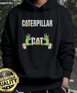 Premium Grinch Hands Love Caterpillar Christmas Hoodie featuring festive design and vibrant colors for holiday cheer.