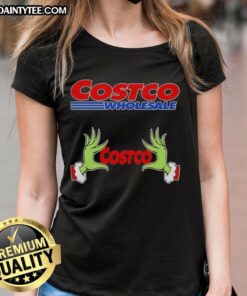 Premium Grinch Hands Love Costco Wholesale Christmas Ladies Tee featuring festive design perfect for holiday celebrations.