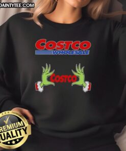 Premium Grinch Hands Love Costco Wholesale Christmas Sweatshirt featuring festive design and cozy fit for holiday cheer.