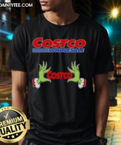 Premium Grinch Hands Love Costco Wholesale Christmas T-Shirt featuring festive design perfect for holiday celebrations.