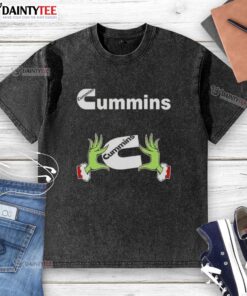 Premium Grinch Hands Love Cummins Christmas Washed T-Shirt featuring a festive design perfect for holiday celebrations.
