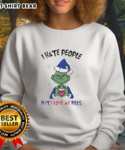 Premium Grinch I Hate People But I Love My Buffalo Bills Merry Christmas Sweatshirt design featuring a festive Grinch.