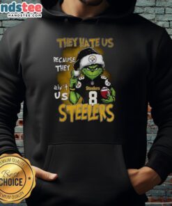 Premium Grinch Santa Hat hoodie for Pittsburgh Steelers fans, perfect for Christmas cheer and NFL spirit.