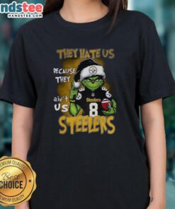 Premium Grinch Santa Hat with Pittsburgh Steelers NFL logo, perfect for Christmas ladies' tee celebrating team spirit.