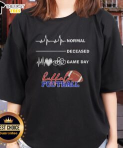 Buffalo Bills ladies tee featuring a premium heartbeat design for game day, perfect for fans celebrating their team.