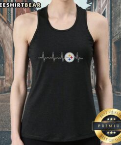 Premium Heartbeat Pittsburgh Steelers football logo graphic tank top for stylish fans and sports enthusiasts.