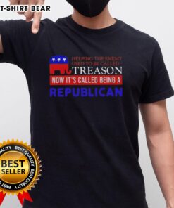 Premium 'Helping The Enemy' Republican T-Shirt highlighting political satire on treason and party affiliation.