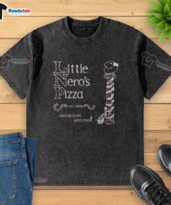 Premium Home Alone Little Nero's Pizza washed t-shirt featuring a vintage design for movie fans and collectors.