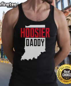 Alt Text: Premium Hoosier Daddy Indiana State Map Tank Top featuring a stylish design of Indiana's map on a comfortable tank top.