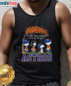 Premium Houston Astros X Peanuts Snoopy tank top for autumn, featuring vibrant designs and a festive theme.