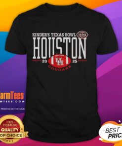Alt Text: Premium Houston Cougars 2025 Kinder's Texas Bowl logo t-shirt featuring vibrant graphics and team colors.