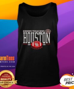 Premium Houston Cougars 2025 Kinders Texas Bowl logo tank top featuring vibrant design and team colors.