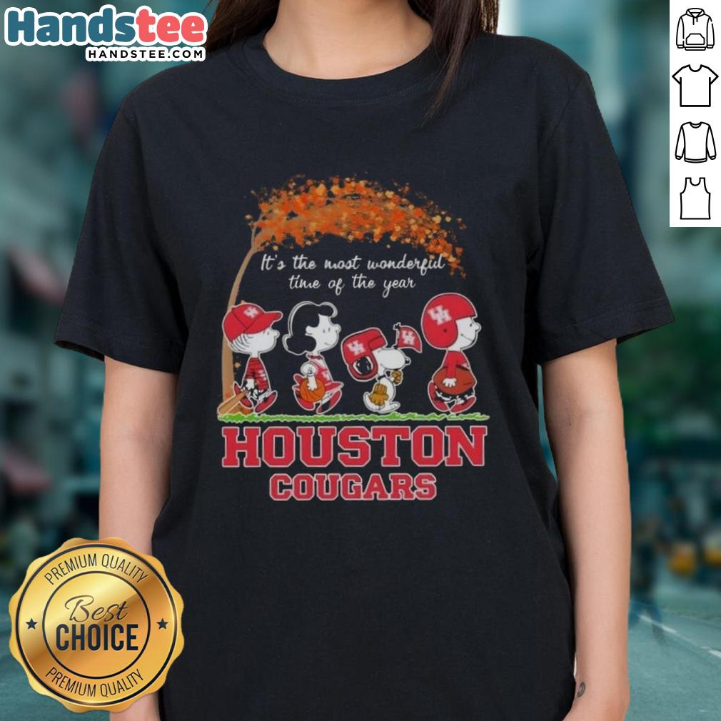premium-houston-cougars-x-peanuts-snoopy-and-friends-autumn-its-the-most-wonderful-time-of-the-year-ladies-tee Premium Houston Cougars x Peanuts Snoopy autumn ladies tee celebrating the most wonderful time of the year.