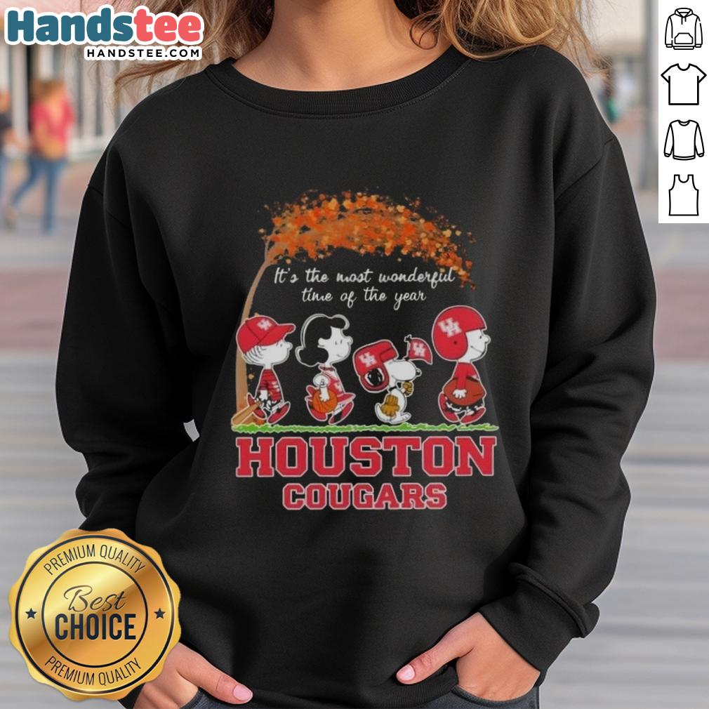 premium-houston-cougars-x-peanuts-snoopy-and-friends-autumn-its-the-most-wonderful-time-of-the-year-sweatshirt Alt Text: Premium Houston Cougars X Peanuts Snoopy and Friends autumn sweatshirt celebrating It's the Most Wonderful Time of the Year.