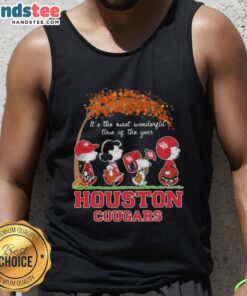 Premium Houston Cougars X Peanuts Snoopy and Friends autumn tank top, celebrating the most wonderful time of the year.