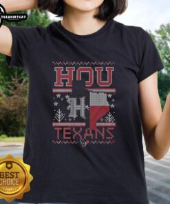 Premium Houston Texans Holiday Ladies Tee in festive design, perfect for showing team spirit during the holiday season.