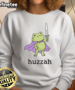 Premium Huzzah Frog Sweatshirt in vibrant green, featuring a playful frog design perfect for casual wear.