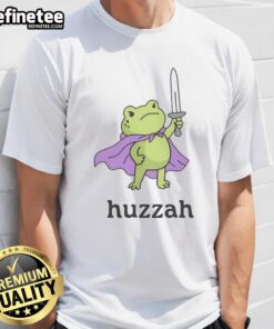 Premium Huzzah Frog T-Shirt featuring a vibrant frog graphic, perfect for casual wear and frog enthusiasts.