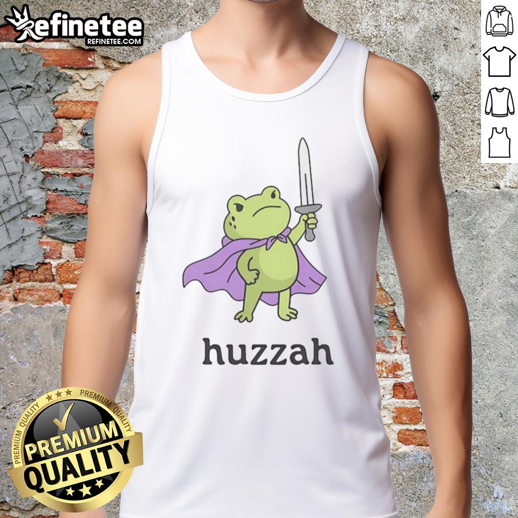 premium-huzzah-frog-tank-top Premium Huzzah Frog Tank Top featuring a playful frog design, perfect for casual summer wear and unique fashion statements.