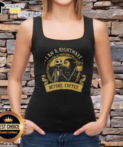 Premium 'I Am A Nightmare Before Coffee' tank top featuring a fun graphic, perfect for coffee lovers and Halloween fans.