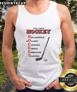 Alt Text: Premium I Love Hockey Acronym Tank Top featuring a stylish design perfect for hockey fans and summer wear.