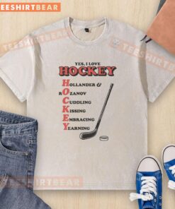 Premium I Love Hockey acronym washed T-shirt in trendy style, perfect for hockey fans and casual wear.