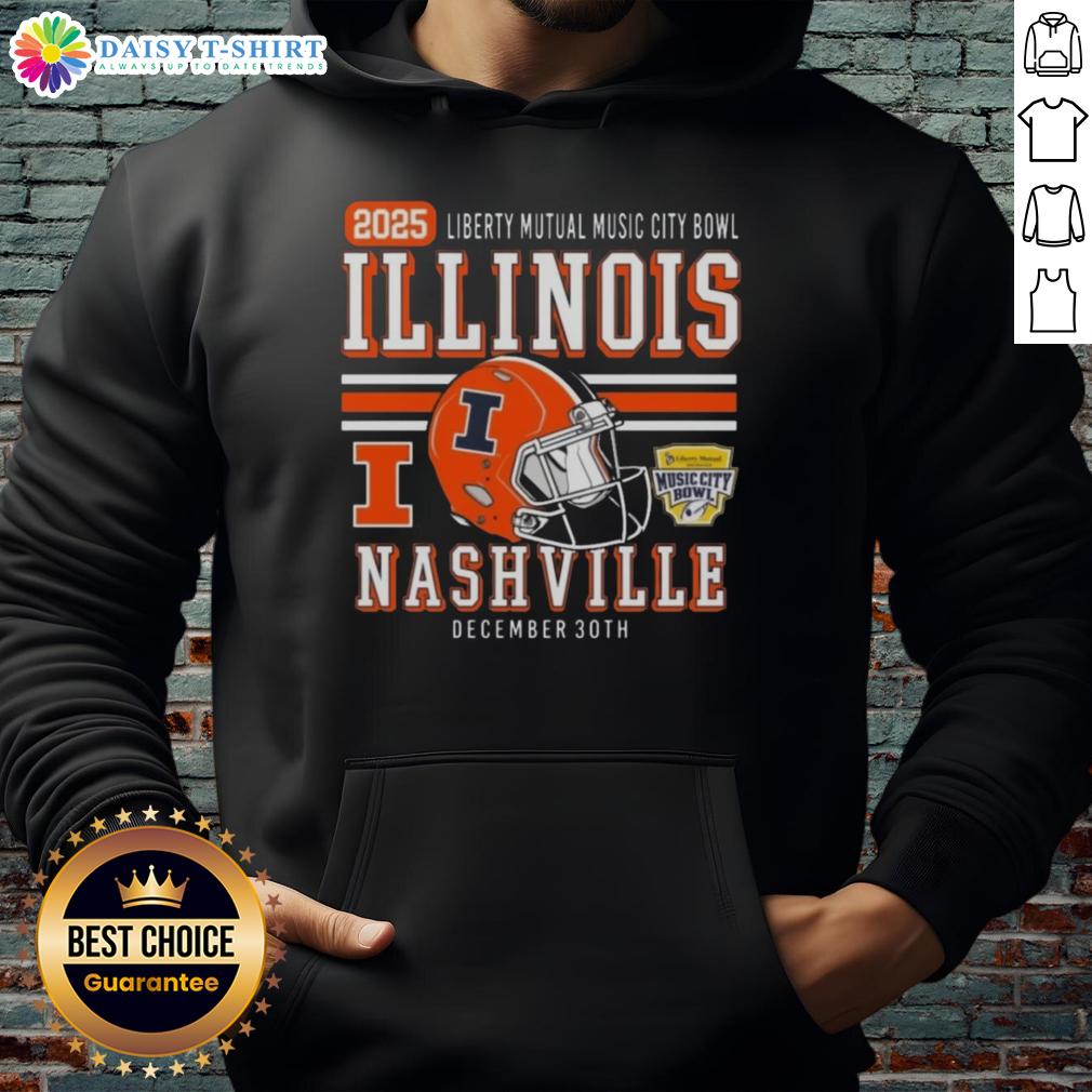 Premium Illinois Fighting Illini Football 2025 Liberty Mutual Music City Hoodie Alt Text: Premium Illinois Fighting Illini Football 2025 Liberty Mutual Music City Hoodie in vibrant colors, perfect for fans.