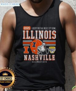 Premium Illinois Fighting Illini Football 2025 tank top featuring Liberty Mutual Music City design, perfect for fans.