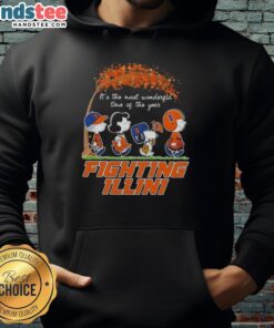 Alt Text: Premium Illinois Fighting Illini X Peanuts Snoopy and Friends autumn hoodie showcasing vibrant fall colors and festive design.