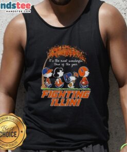 Premium Illinois Fighting Illini X Peanuts Snoopy tank top celebrating autumn and the most wonderful time of the year.