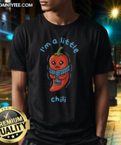 Premium I'M A Little Chili T-Shirt featuring fun chili pepper graphics, perfect for spicy food lovers and casual wear.