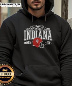 Alt Text: Premium Indiana Hoosiers 2025 Big Ten Football Championship Game hoodie in red, showcasing team spirit and style.