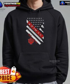 Alt Text: Premium Indiana Hoosiers X Teacher American Flag Hoodie featuring vibrant colors and a stylish design for fans.