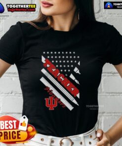 Premium Indiana Hoosiers X Teacher American Flag Ladies Tee featuring vibrant colors and a stylish design for fans.