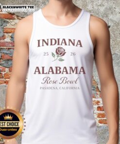 Premium Indiana vs Alabama 2026 Rose Bowl tank top featuring vibrant team colors in Pasadena, California.