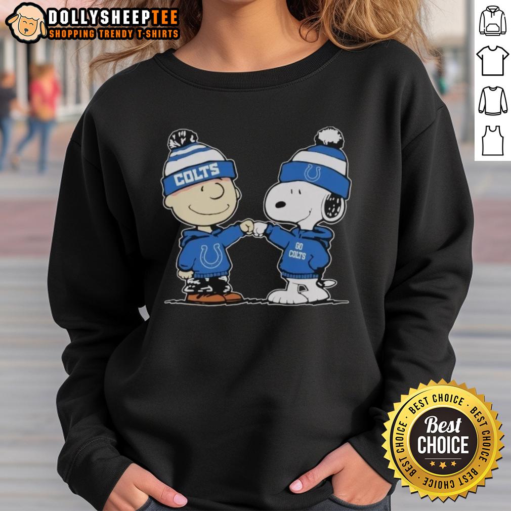 Premium Indianapolis Colts Snoopy And Charlie Brown Best Friends Sweatshirt Alt Text: Premium Indianapolis Colts Snoopy and Charlie Brown best friends sweatshirt featuring vibrant team colors and graphics.