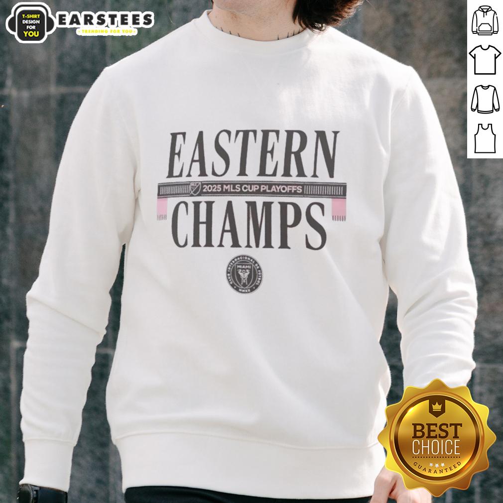 premium-inter-miami-cf-2025-mls-eastern-conference-champions-locker-room-sweatshirt Alt Text: Premium Inter Miami CF 2025 MLS Eastern Conference Champions locker room sweatshirt displayed in vibrant colors.