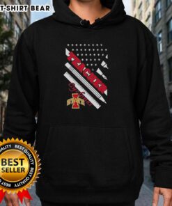 Premium Iowa State Cyclones X Teacher hoodie featuring an American flag design, perfect for fans and educators.