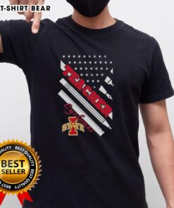 Premium Iowa State Cyclones X Teacher American Flag T-Shirt featuring vibrant colors and a stylish design for fans.