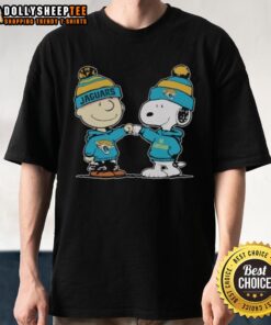 Alt Text: Premium Jacksonville Jaguars Snoopy and Charlie Brown best friends t-shirt featuring vibrant graphics and team colors.