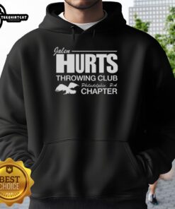 Premium Jalen Hurts throwing hoodie for Philadelphia Eagles fans, featuring vibrant team colors and comfortable fit.