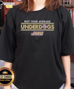 Premium JMU Dukes Not Your Average Underdogs Ladies Tee in vibrant colors, showcasing team spirit and style.