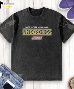 Premium JMU Dukes 'Not Your Average Underdogs' washed t-shirt in royal blue, perfect for fans and casual wear.