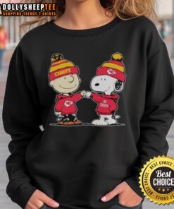 Alt Text: Premium Kansas City Chiefs Snoopy and Charlie Brown Best Friends sweatshirt featuring vibrant graphics and cozy design.