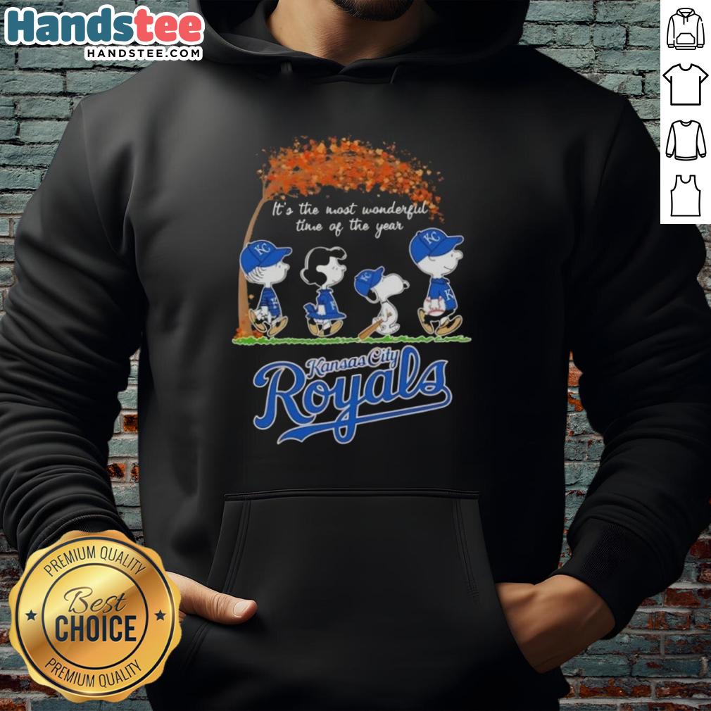 premium-kansas-city-royals-x-peanuts-snoopy-and-friends-autumn-its-the-most-wonderful-time-of-the-year-hoodie Premium Kansas City Royals X Peanuts Snoopy hoodie for autumn, featuring 'It's The Most Wonderful Time Of The Year' design.